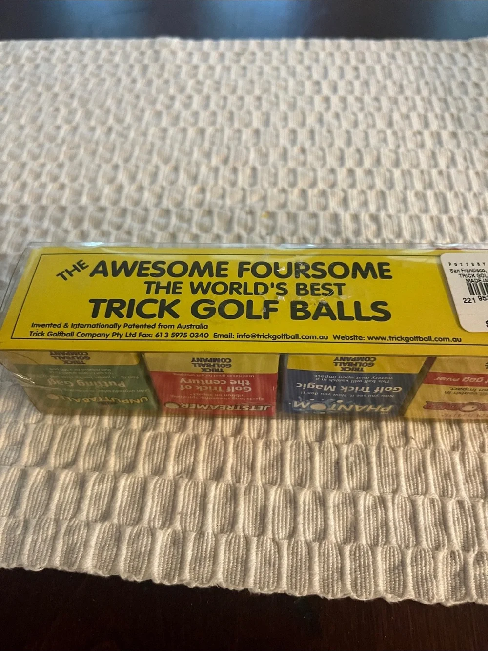 Pottery Barn Novelty Golf Trick Ball Gag Set – Red, Blue, Green, Yellow